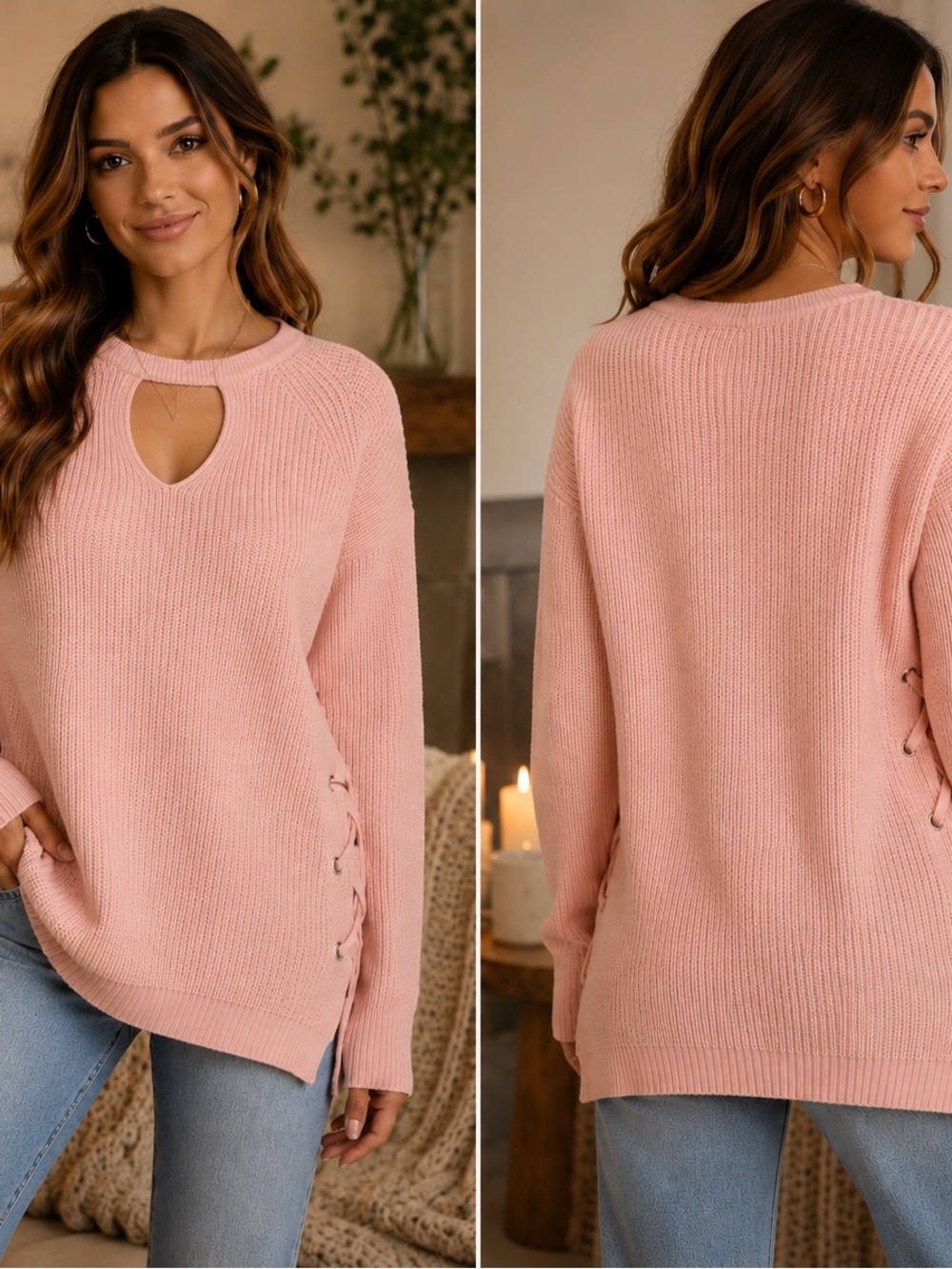 Pink Rose Blush Crew Neck Sweater​​​